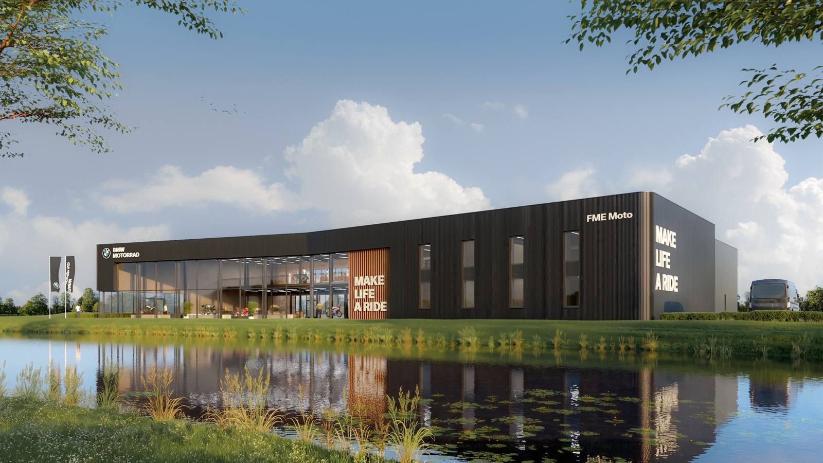 Impressie van het nieuwe pand gezien vanaf de waterkant