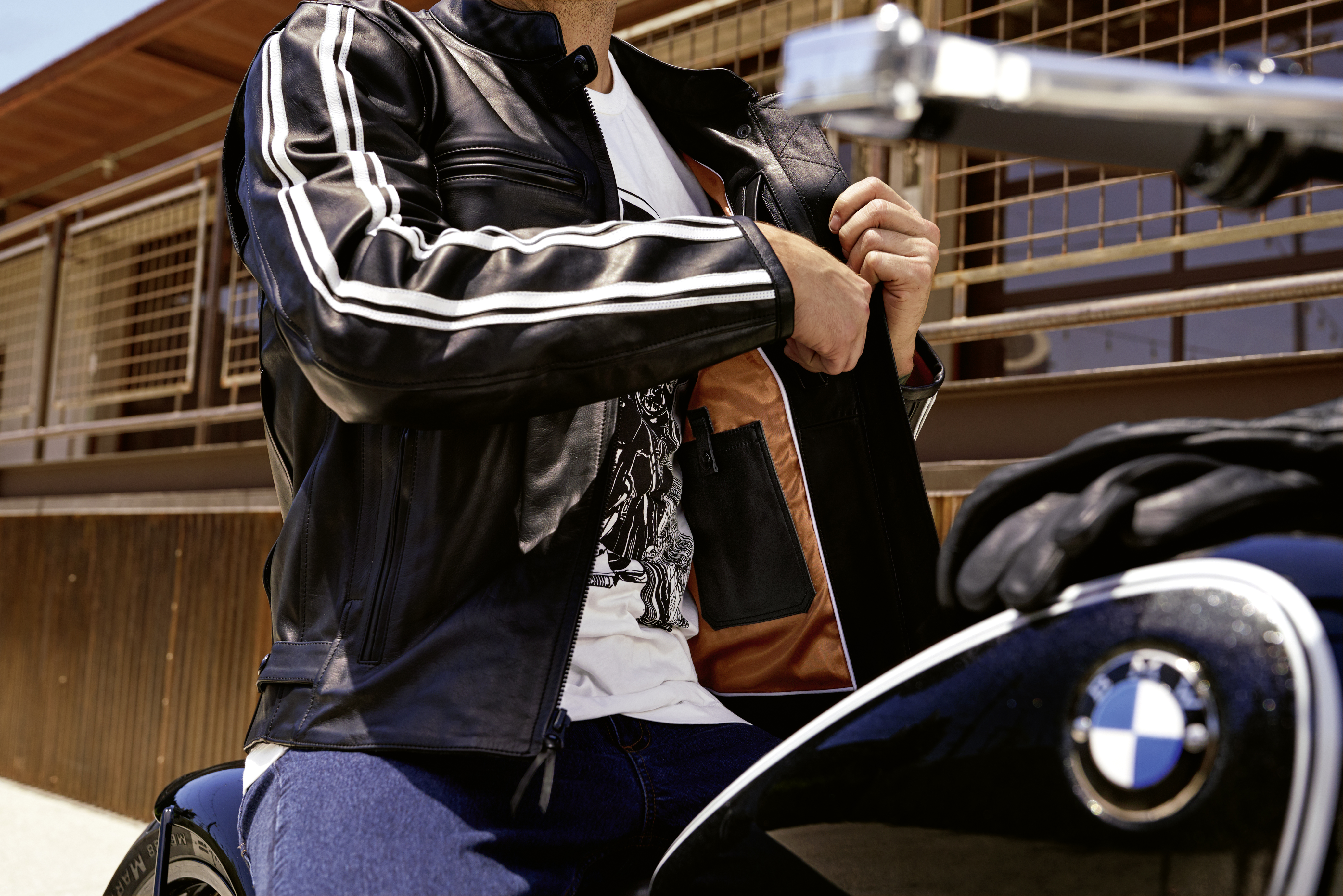 BMW Leren jack TwinStripes Slim - Heren Maat M foto 4